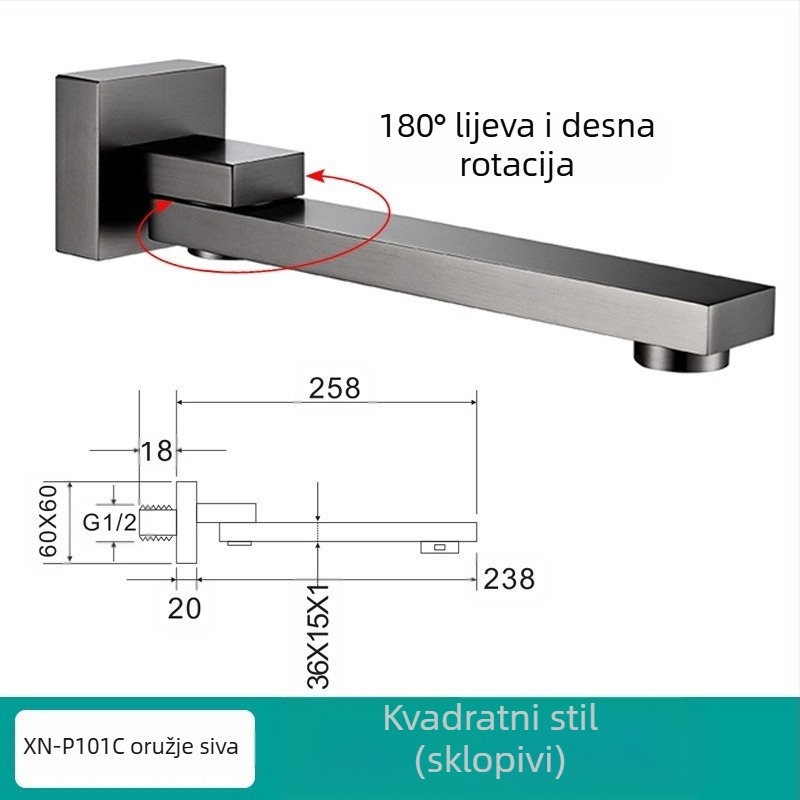Skriti bakreni izljev za tuš i umivaonik s navojem, spojem, 6 MPa, 1–80°C, moderni stil
