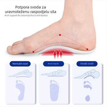 Prozračne odvojive kombinirane uloške za potporu luka za muškarce i žene, polovični ulošci za ploske noge, pakirani u vrećicu