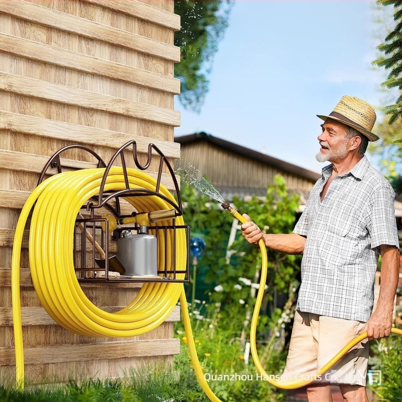 Željezni držač za vrtne crijevo s košem za pohranu – teški držač, stolno skladištenje (Iron, Desktop storage, Hansen, 2023)