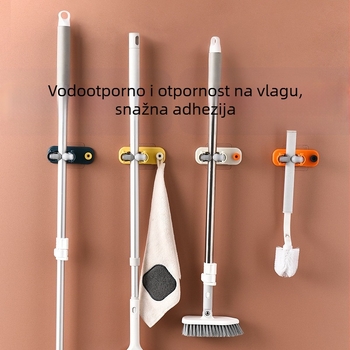 Klip za mop bez bušenja – zidni držač, ABS + elastomer, 46,5 g, injekcijsko oblikovanje, moderan minimalistički stil