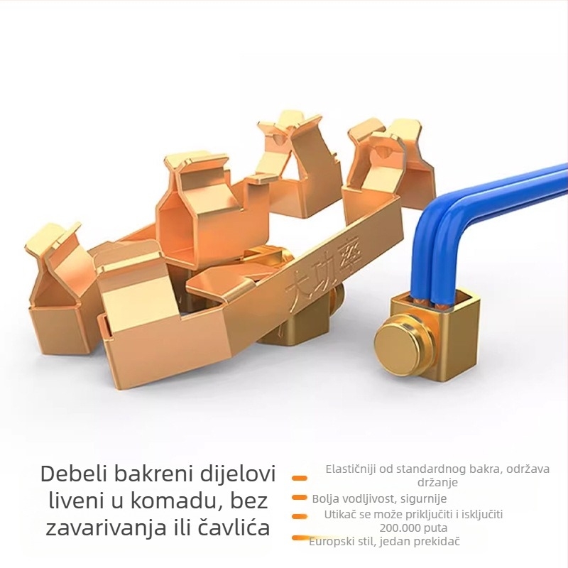 Zidna utičnica sa prekidačem, europski standard, 10A, 100–250V, mesing tijelo, CE