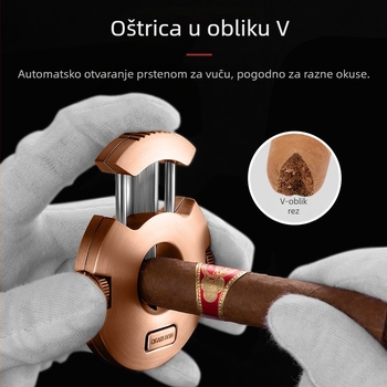 Nožice za cigare s V-oblikom oštrice od nehrđajućeg čelika i skrivene bušač dvostrukog promjera – ručna izrada, mogućnost prilagodbe