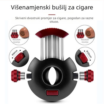 Nožice za cigare s V-oblikom oštrice od nehrđajućeg čelika i skrivene bušač dvostrukog promjera – ručna izrada, mogućnost prilagodbe