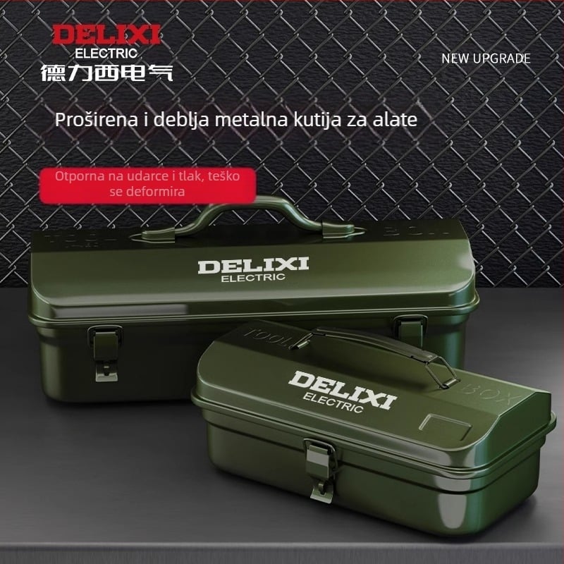 Delixi Metalna kutija za alat – Prenosiva, Jednoslojna konstrukcija, Za automobil, dom i vrt