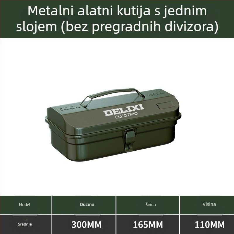 Delixi Metalna kutija za alat – Prenosiva, Jednoslojna konstrukcija, Za automobil, dom i vrt