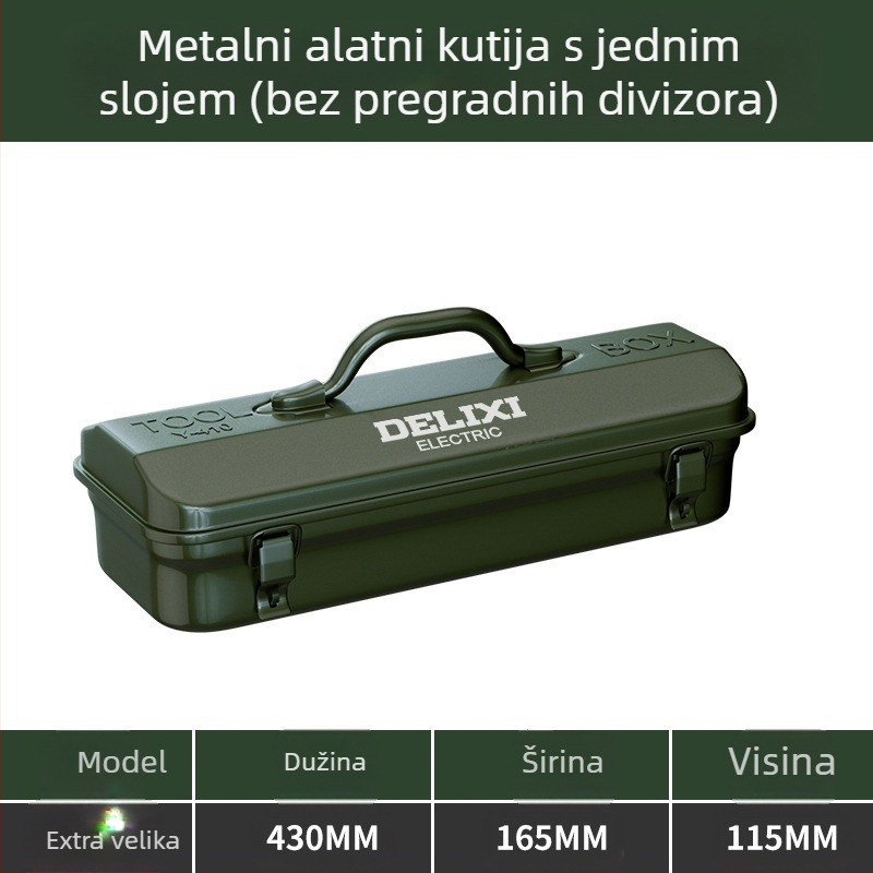 Delixi Metalna kutija za alat – Prenosiva, Jednoslojna konstrukcija, Za automobil, dom i vrt