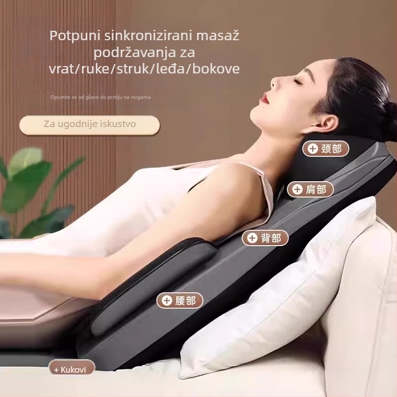 Jastučić za masažu vrata, leđa i struka — automatski masažni jastučić za stol, 6+ glavica, 3. stupanj, topli kompres, AC napajanje