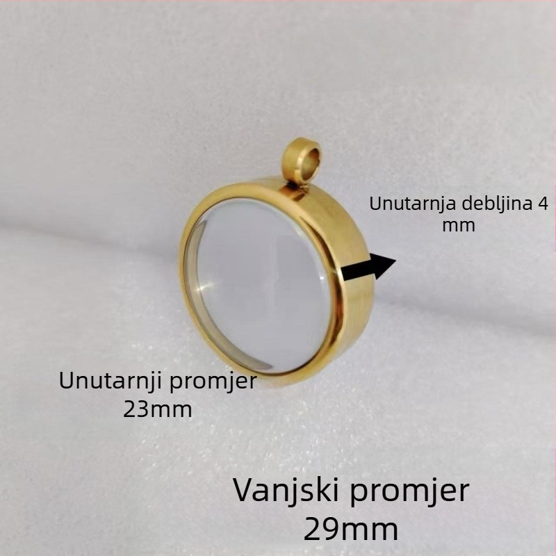 Geometrijski privjesak od nehrđajućeg čelika, prozirna konveksna kapsula za mineralne kristale, elektroplatirani premaz, ne blijedi