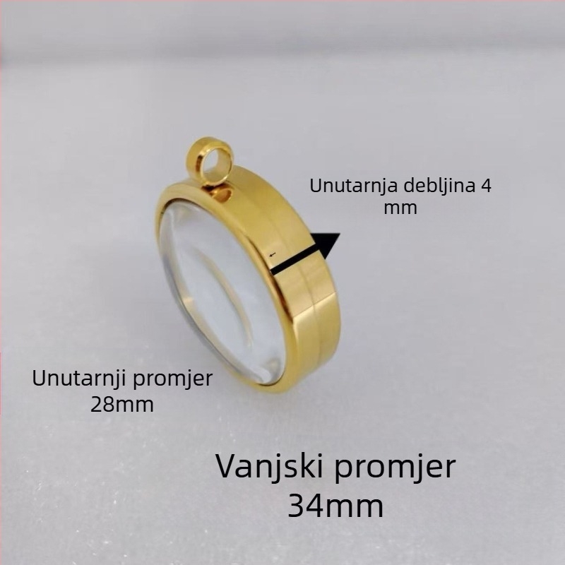 Geometrijski privjesak od nehrđajućeg čelika, prozirna konveksna kapsula za mineralne kristale, elektroplatirani premaz, ne blijedi