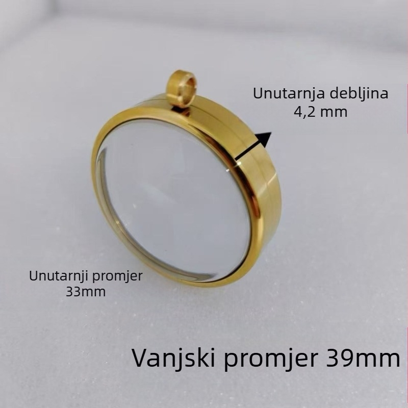Geometrijski privjesak od nehrđajućeg čelika, prozirna konveksna kapsula za mineralne kristale, elektroplatirani premaz, ne blijedi