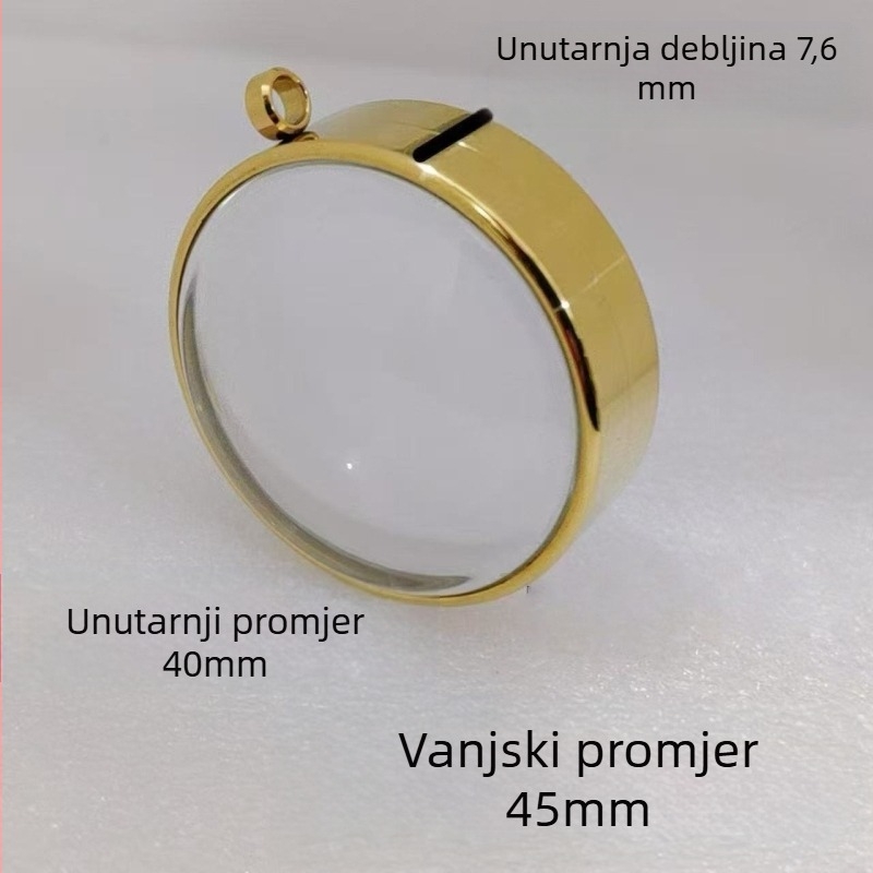 Geometrijski privjesak od nehrđajućeg čelika, prozirna konveksna kapsula za mineralne kristale, elektroplatirani premaz, ne blijedi