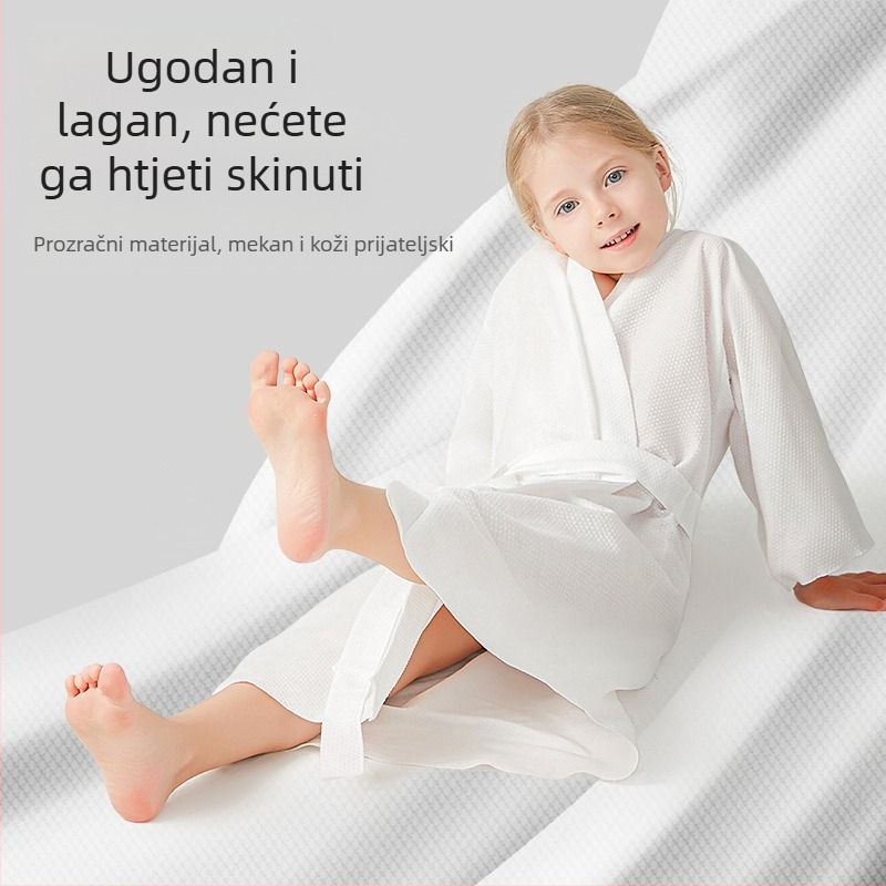 Shock Dječji jednokratni ogrtač za kupanje i ručnik, netkana tkanina, 95% poliester, brzo suši, upija, unisex, jesenska upotreba