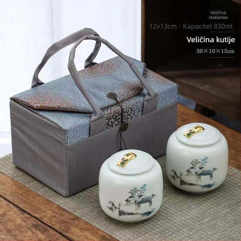 Keramičke kutije za čaj u poklon kutiji, otporne na vlagu, zapečaćene, mogućnost personalizacije logotipa, pakiranje 12 kom