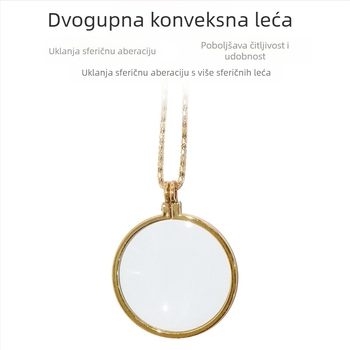 Ogrlica s povećalom za čitanje, od cinkovog legura, 5x povećanje, promjer leće 40 mm, model JHS360