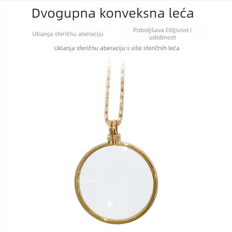 Ogrlica s povećalom za čitanje, od cinkovog legura, 5x povećanje, promjer leće 40 mm, model JHS360