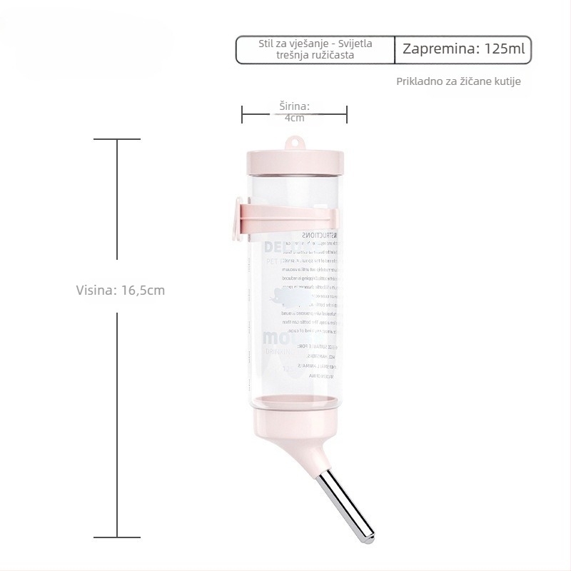 Plastična vodena boca za hrčka s kugličnim mehanizmom i visećim držačem, 100 g
