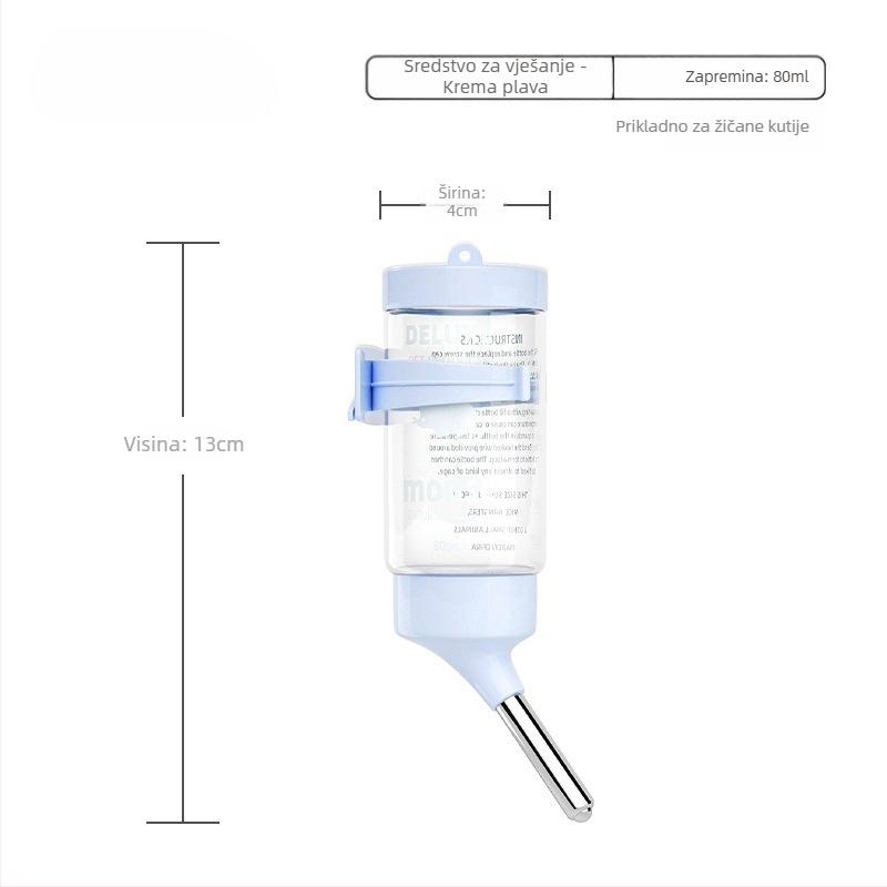 Plastična vodena boca za hrčka s kugličnim mehanizmom i visećim držačem, 100 g