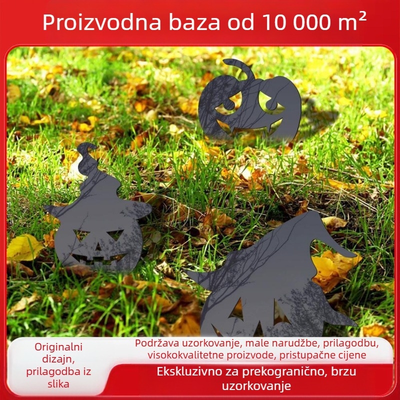 Vanjska akrilna dekorativna figura za dvorište – silueta Halloween, ukras dvorišta s kolikom za zabijanje u zemlju