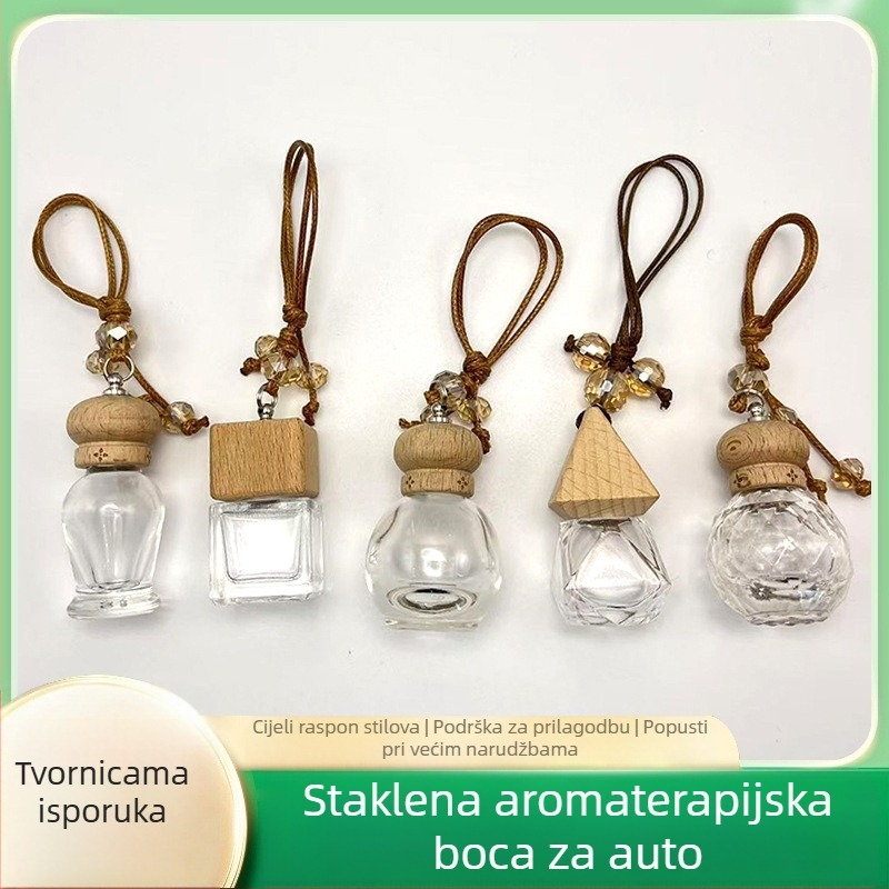 Auto viseći stakleni difuzor s perlicama – aromaterapija, obična stakla, moguć ispis logotipa
