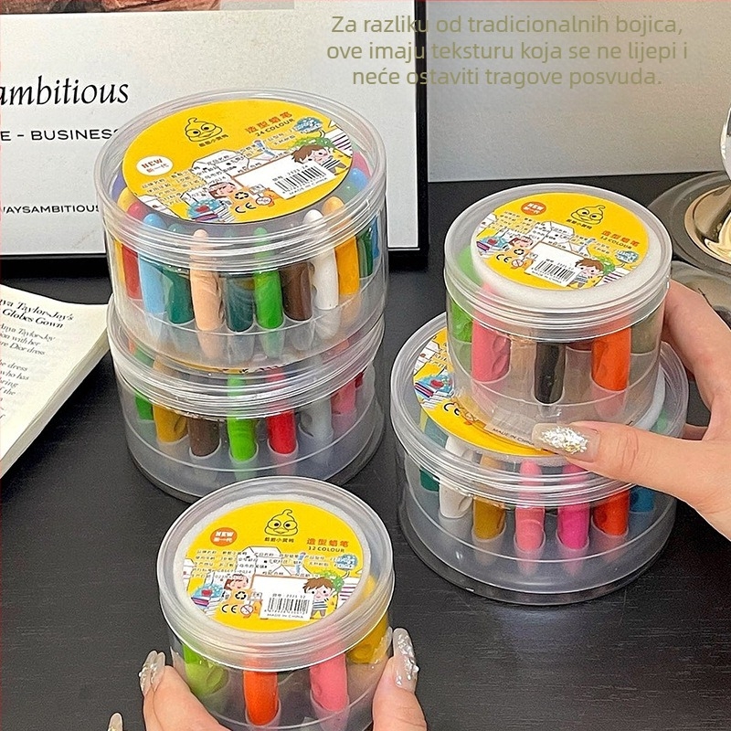 Dječje arahidne voskaste bojice u plastičnom kućištu – lako bojanje, perive