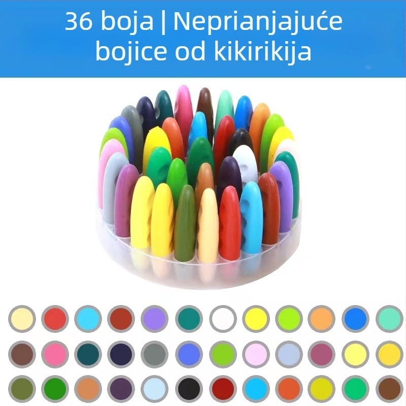 Dječje arahidne voskaste bojice u plastičnom kućištu – lako bojanje, perive