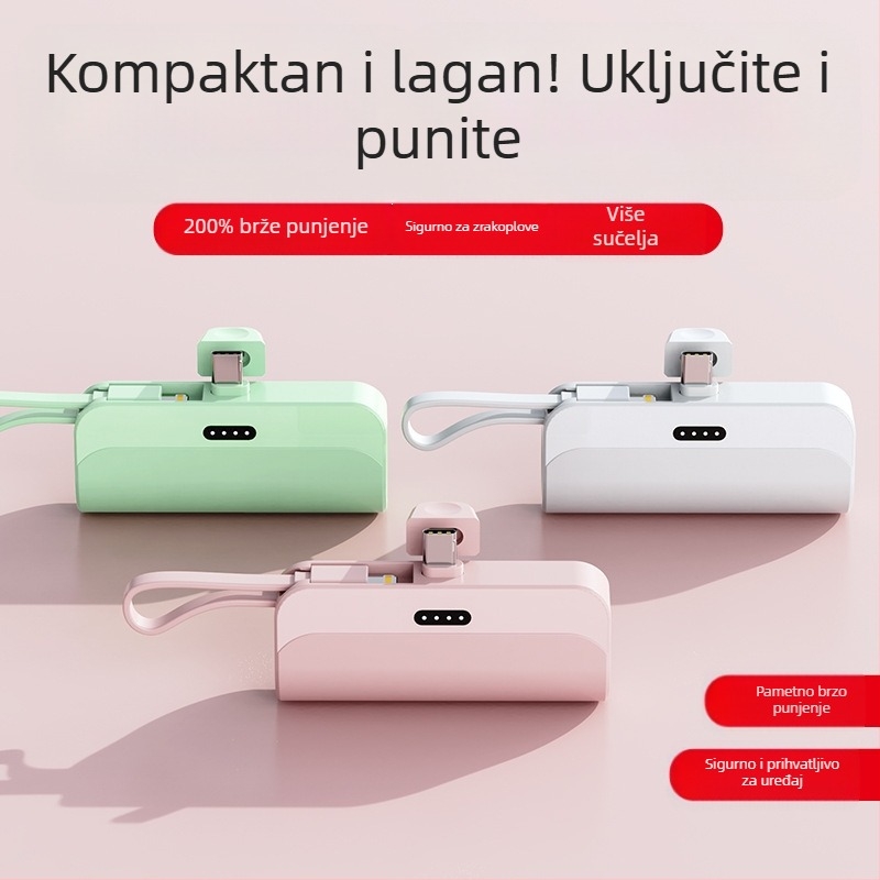 Bežična kapsulna power banka, 5000mAh, velika kapaciteta, brzo punjenje, kompaktna i prijenosna
