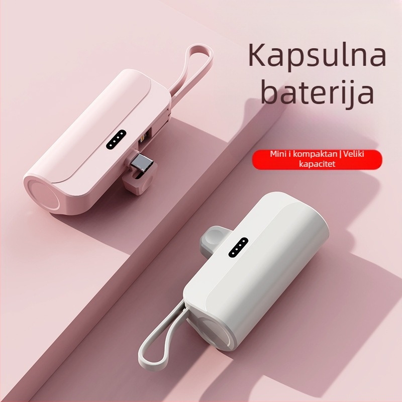 Bežična kapsulna power banka, 5000mAh, velika kapaciteta, brzo punjenje, kompaktna i prijenosna