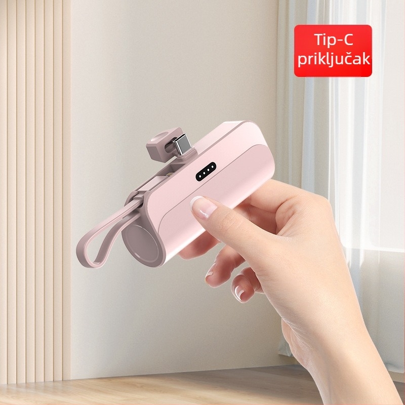 Bežična kapsulna power banka, 5000mAh, velika kapaciteta, brzo punjenje, kompaktna i prijenosna