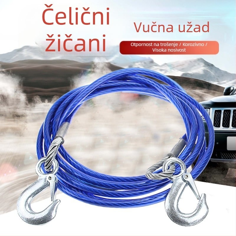 Čelično vučno uže s kukom, težina oko 800 g, pogodno za većinu modela