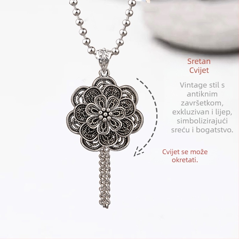 Lanac za džemper od titan čelika, etnički stil, kuglični lanac, s visećim privjeskom