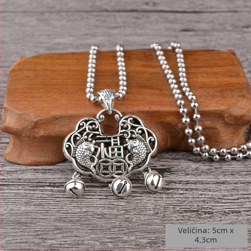 Lanac za džemper od titan čelika, etnički stil, kuglični lanac, s visećim privjeskom