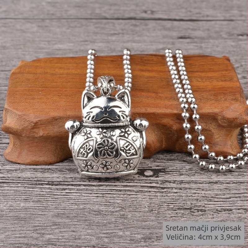 Lanac za džemper od titan čelika, etnički stil, kuglični lanac, s visećim privjeskom