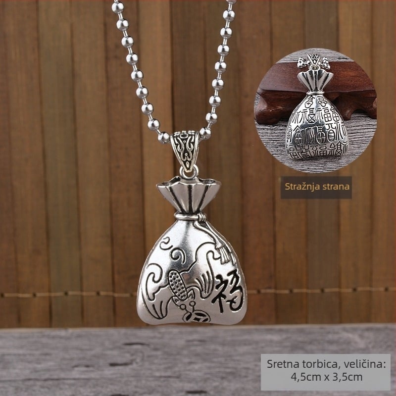 Lanac za džemper od titan čelika, etnički stil, kuglični lanac, s visećim privjeskom