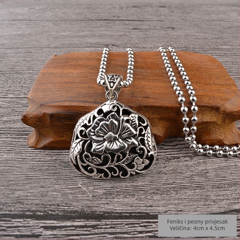 Lanac za džemper od titan čelika, etnički stil, kuglični lanac, s visećim privjeskom