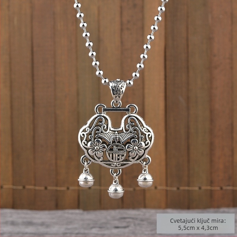 Lanac za džemper od titan čelika, etnički stil, kuglični lanac, s visećim privjeskom