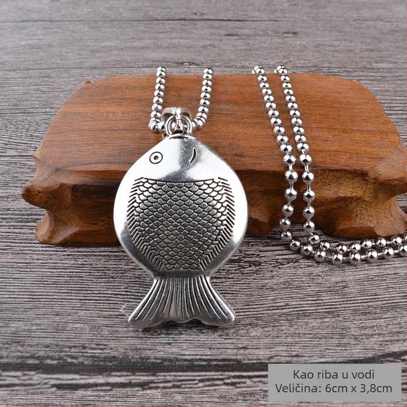 Lanac za džemper od titan čelika, etnički stil, kuglični lanac, s visećim privjeskom