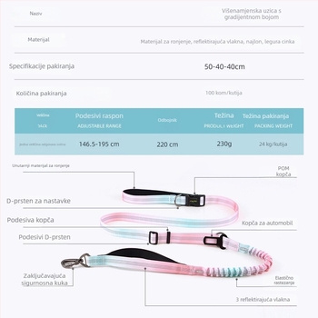Višenamjenski rastezljivi kaiš za psa s crossbody dizajnom za trčanje i šetnju