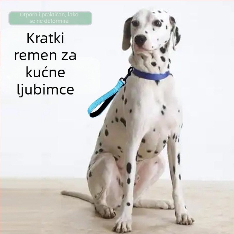 Reflektirajući polstrovani najlonski povodac za srednje i velike pse, jednobojni kratki povodac za šetnju, s mogućnošću uvlačenja
