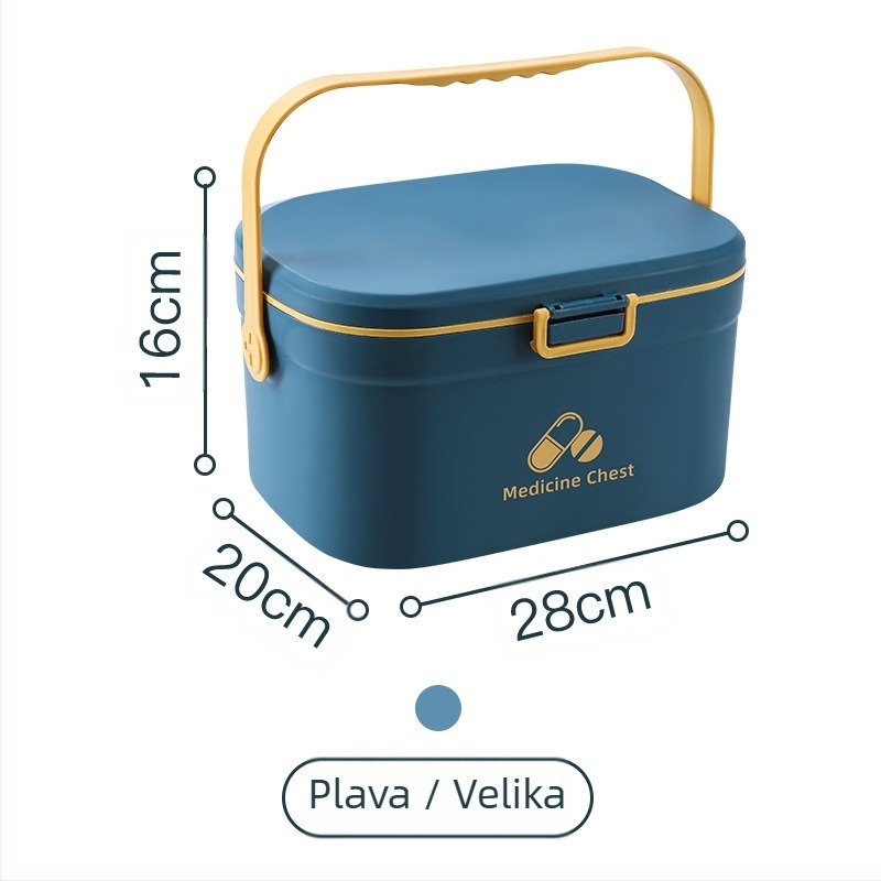 Prijenosna dvodjelna kutija za lijekove s plastičnom drškom, mogućnost otiska logotipa