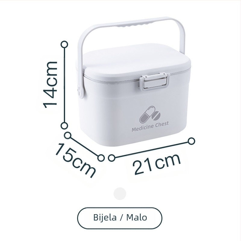Prijenosna dvodjelna kutija za lijekove s plastičnom drškom, mogućnost otiska logotipa