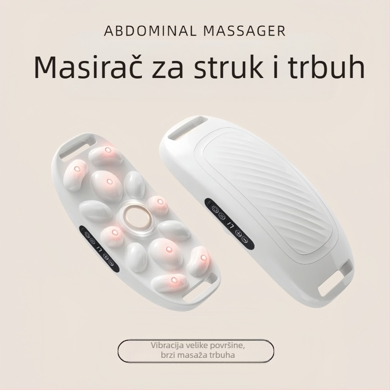 Abdominalni masažer s vibracijom i toplinskom kompresijom, bežično punjenje, upravljanje gumbima, magnetska masaža