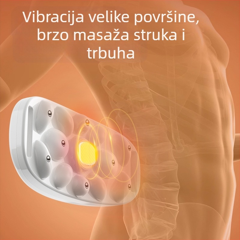 Abdominalni masažer s vibracijom i toplinskom kompresijom, bežično punjenje, upravljanje gumbima, magnetska masaža