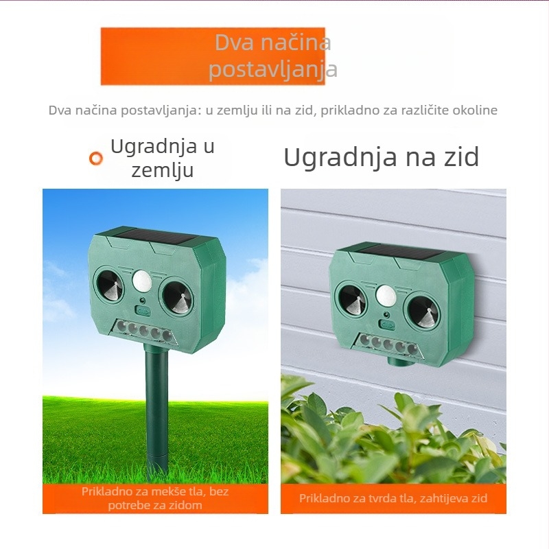 Solarni ultrazvučni repelent za glodavce, četvrtastog dizajna, 5.5, 400-1000, 2