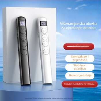 PPT pero za prebacivanje stranica s laserskim pokazivačem, punjivo, ABS tijelo, univerzalna kompatibilnost, logotip otisnut
