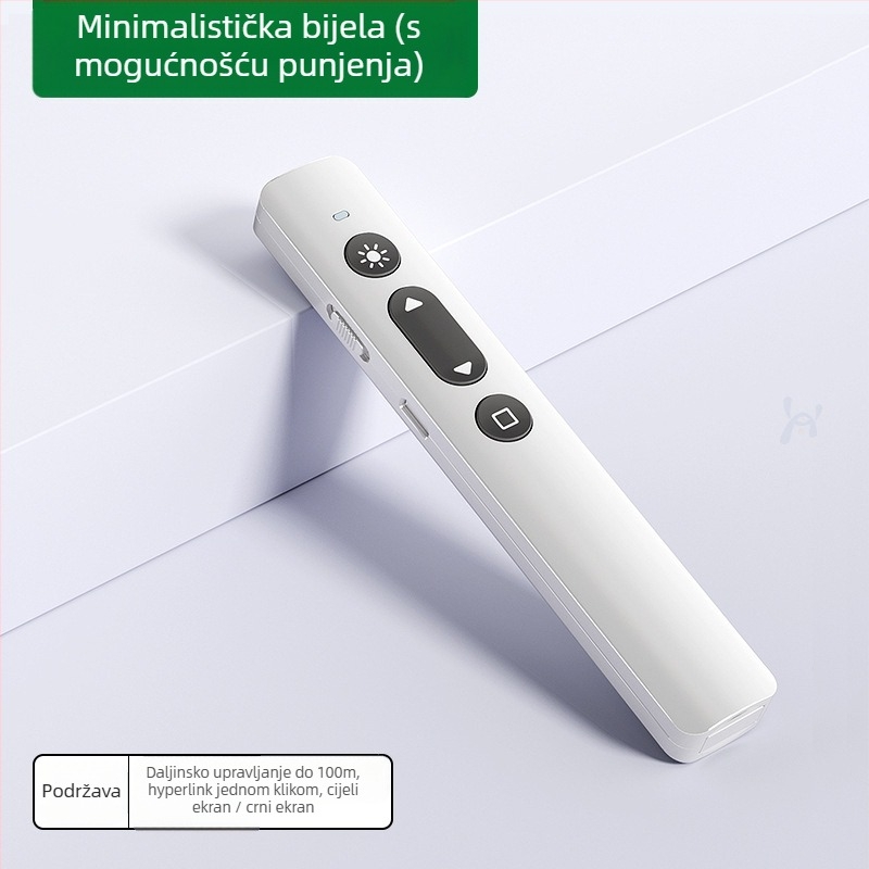PPT pero za prebacivanje stranica s laserskim pokazivačem, punjivo, ABS tijelo, univerzalna kompatibilnost, logotip otisnut