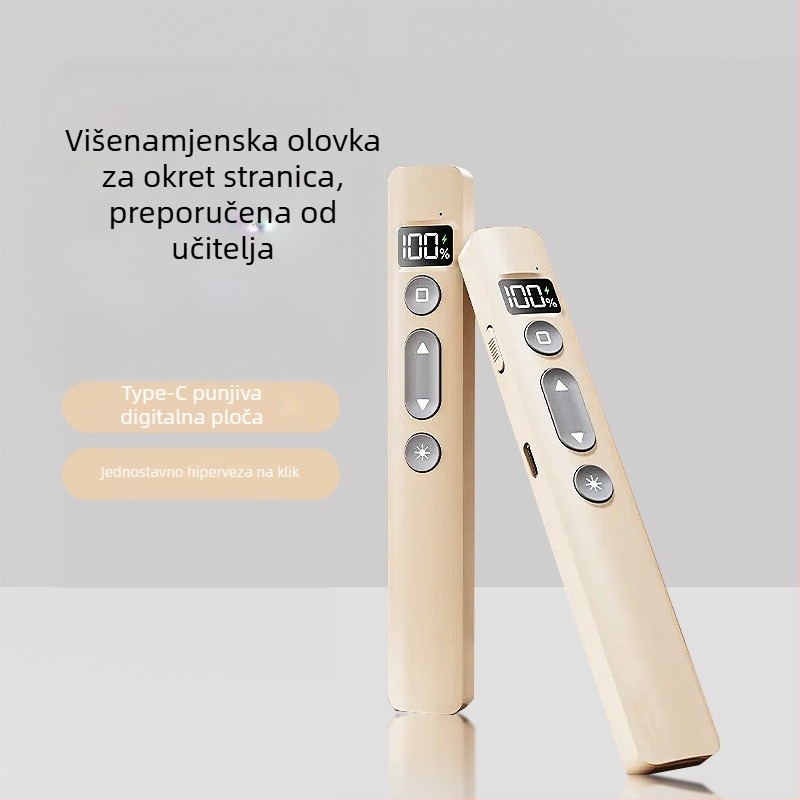 PPT pero za prebacivanje stranica s laserskim pokazivačem, punjivo, ABS tijelo, univerzalna kompatibilnost, logotip otisnut
