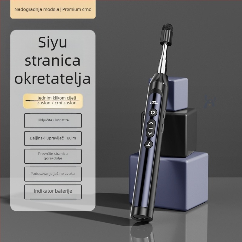 PPT pero za prebacivanje stranica s laserskim pokazivačem, punjivo, ABS tijelo, univerzalna kompatibilnost, logotip otisnut