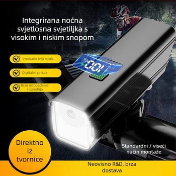 Prednja svjetiljka za noćnu vožnju na biciklu – 10W LED, baterija 3000–4500 mAh, napajanje baterijom, domet do 50 m, uključeno punjač