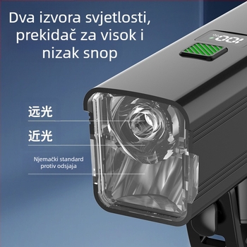 Prednja svjetiljka za noćnu vožnju na biciklu – 10W LED, baterija 3000–4500 mAh, napajanje baterijom, domet do 50 m, uključeno punjač