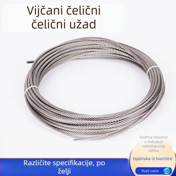 304 nehrđajući čelični užad za dizanje — dvostruko uvijanje, Siro lay, desno uvijanje, natezna čvrstoća 1570 MPa
